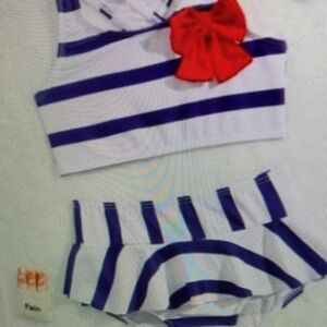 Kids Striped Swim Set with Red Bow